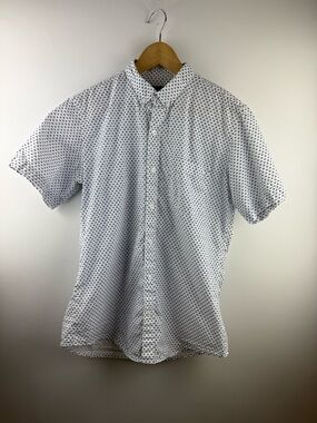 Chester & Peck Men's M Slim Fit Short Sleeve Blue Crab Print Cotton Shirt